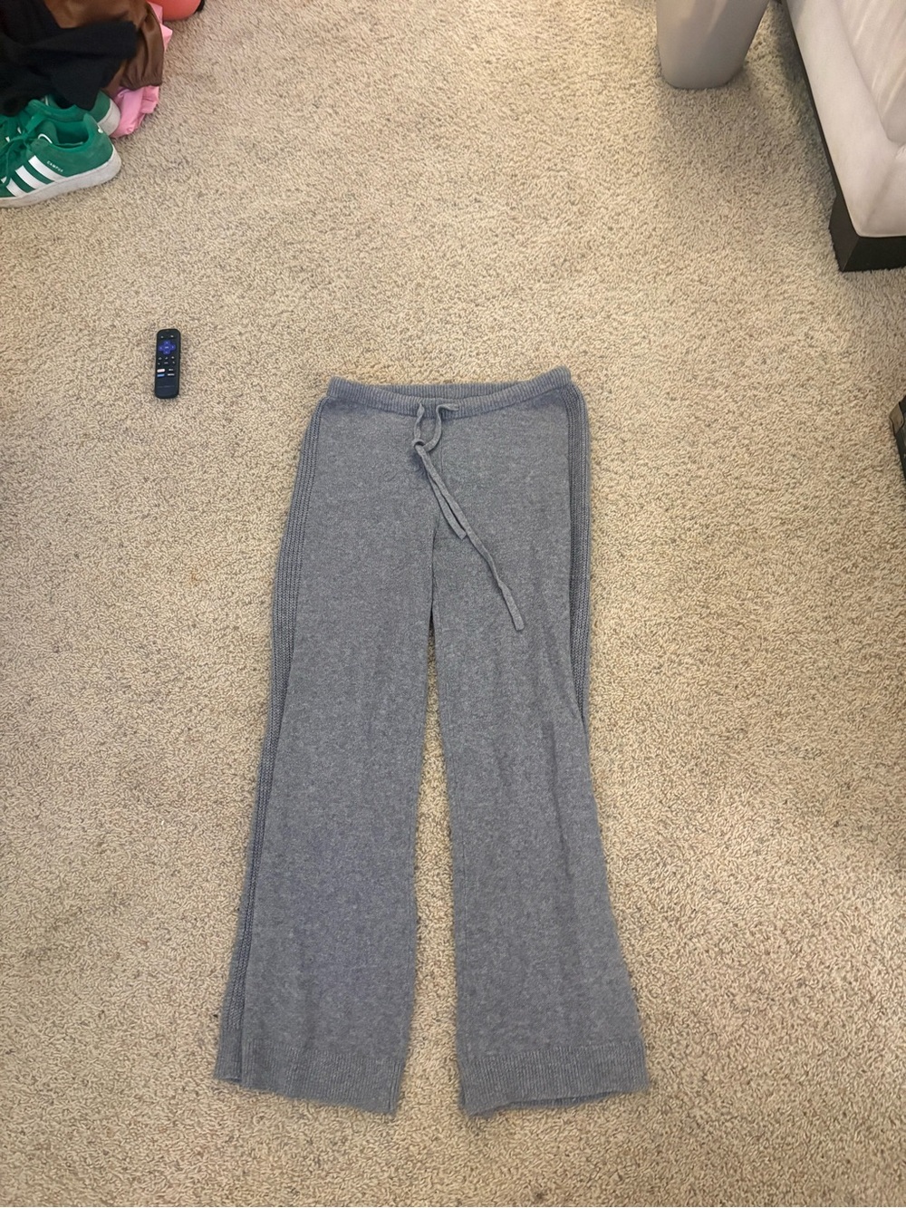 Gray Knit Drawstring Pants